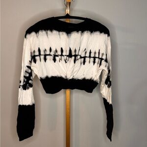 Black and White Tie-Dye Crop Top NWT
